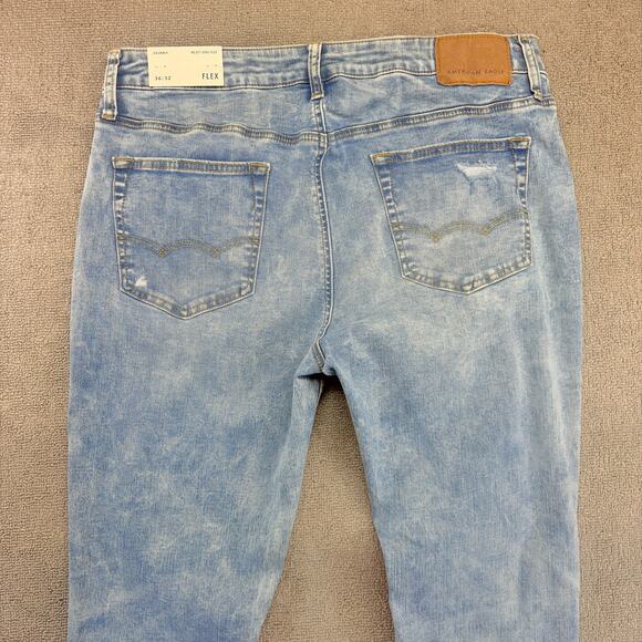 New American Eagle Jeans Men's 36x32 Stone Wash Stretch Skinny Thrashed Grunge - Picture 3 of 11